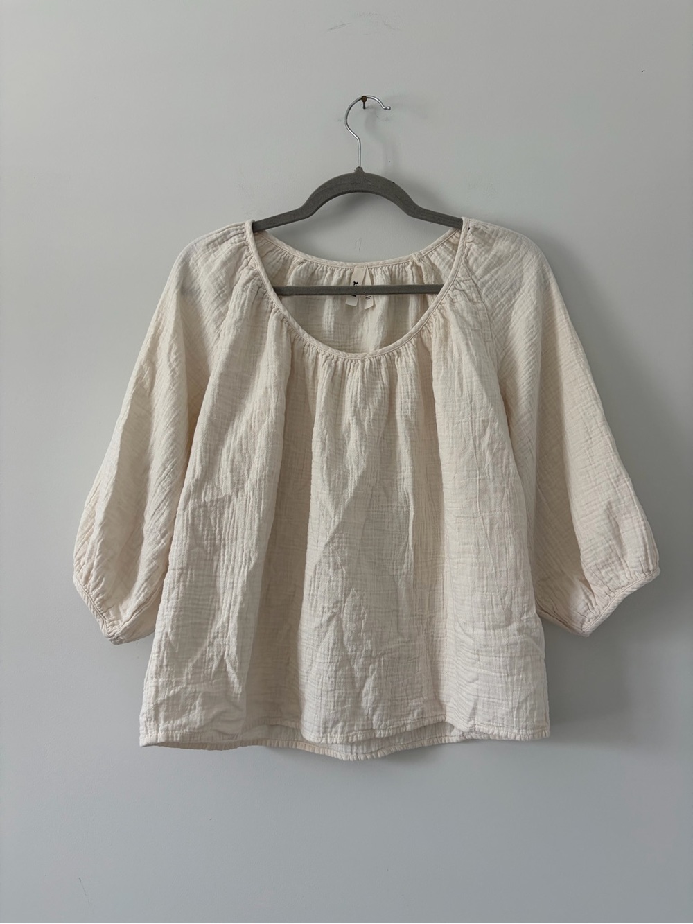 Pact Organic Cotton Coastal Double Gauze Scoop Neck Casual Top Bone M